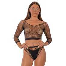 Load image into Gallery viewer, lace-by-lj-fence-net-crop-top-and-bottoms