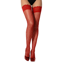 Load image into Gallery viewer, lace-by-lj-fishnet-thigh-high-stockings-with-rhinestones