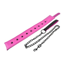 Load image into Gallery viewer, bound-to-please-pink-black-bondage-collar-leash