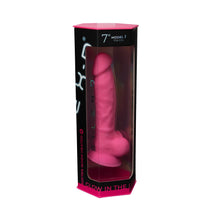 Load image into Gallery viewer, silexd-7-inch-glow-in-the-dark-realistic-silicone-dual-density-dildo-with-suction-cup-and-balls-pink