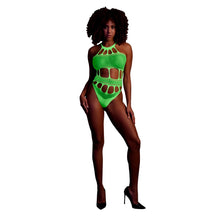 Load image into Gallery viewer, cut-out-thong-bodysuit-neon-green-one-size