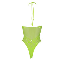 Load image into Gallery viewer, halter-tie-neck-bodysuit-neon-green-one-size