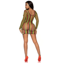 Load image into Gallery viewer, leg-avenue-rasta-net-long-sleeve-mini-dress