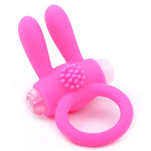 Load image into Gallery viewer, Silicone Pink Rabbit Vibrating Cock Ring