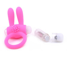 Load image into Gallery viewer, Silicone Pink Rabbit Vibrating Cock Ring