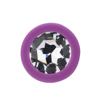 Load image into Gallery viewer, loving-joy-jewelled-silicone-butt-plug-purple-small
