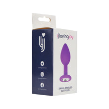 Load image into Gallery viewer, loving-joy-jewelled-silicone-butt-plug-purple-small
