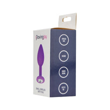 Load image into Gallery viewer, loving-joy-jewelled-silicone-butt-plug-purple-small
