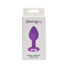 Load image into Gallery viewer, loving-joy-jewelled-silicone-butt-plug-purple-small
