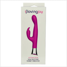 Load image into Gallery viewer, loving-joy-10-function-slim-silicone-rabbit-vibrator-purple
