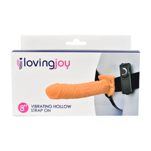 Load image into Gallery viewer, loving-joy-7-inch-vibrating-hollow-strap-on-vanilla

