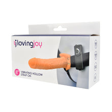 Load image into Gallery viewer, loving-joy-7-inch-vibrating-hollow-strap-on-vanilla
