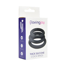 Load image into Gallery viewer, loving-joy-thick-silicone-cock-rings-3-pack-grey
