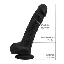 Load image into Gallery viewer, loving-joy-8-inch-realistic-silicone-dildo-with-suction-cup-and-balls-black

