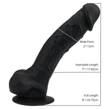 Load image into Gallery viewer, loving-joy-9-inch-realistic-silicone-dildo-with-suction-cup-and-balls-black
