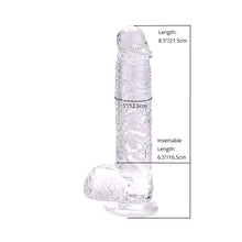 Load image into Gallery viewer, loving-joy-8-inch-dildo-with-balls-clear
