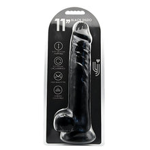 Load image into Gallery viewer, loving-joy-11-inch-dildo-with-balls-black
