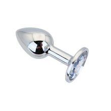 Load image into Gallery viewer, toosh-silver-metal-butt-plug-small-clear-stone
