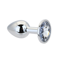 Load image into Gallery viewer, toosh-silver-metal-butt-plug-small-clear-stone
