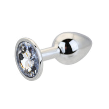 Load image into Gallery viewer, toosh-silver-metal-butt-plug-small-clear-stone
