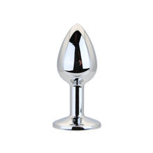 Load image into Gallery viewer, toosh-silver-metal-butt-plug-small-clear-stone
