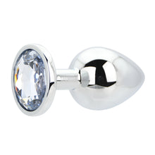 Load image into Gallery viewer, toosh-silver-metal-butt-plug-large-clear-stone
