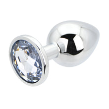 Load image into Gallery viewer, toosh-silver-metal-butt-plug-large-clear-stone
