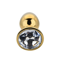 Load image into Gallery viewer, toosh-gold-metal-butt-plug-small-clear-stone

