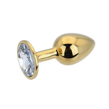 Load image into Gallery viewer, toosh-gold-metal-butt-plug-small-clear-stone
