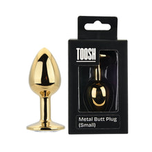 Load image into Gallery viewer, toosh-gold-metal-butt-plug-small-clear-stone
