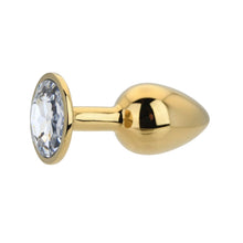 Load image into Gallery viewer, toosh-gold-metal-butt-plug-small-clear-stone
