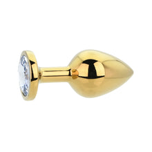 Load image into Gallery viewer, toosh-gold-metal-butt-plug-medium-clear-stone

