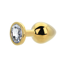 Load image into Gallery viewer, toosh-gold-metal-butt-plug-medium-clear-stone
