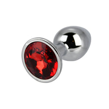 Load image into Gallery viewer, toosh-silver-metal-butt-plug-small-red-stone

