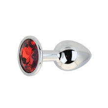 Load image into Gallery viewer, toosh-silver-metal-butt-plug-small-red-stone
