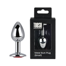 Load image into Gallery viewer, toosh-silver-metal-butt-plug-small-red-stone
