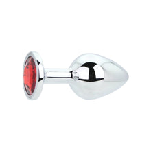 Load image into Gallery viewer, toosh-silver-metal-butt-plug-medium-red-stone
