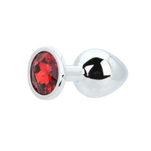 Load image into Gallery viewer, toosh-silver-metal-butt-plug-medium-red-stone
