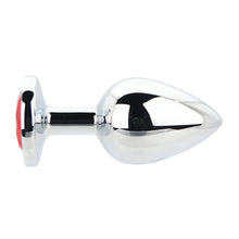 Load image into Gallery viewer, toosh-silver-metal-butt-plug-large-red-stone
