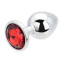 Load image into Gallery viewer, toosh-silver-metal-butt-plug-large-red-stone
