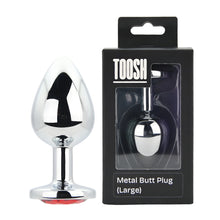 Load image into Gallery viewer, toosh-silver-metal-butt-plug-large-red-stone
