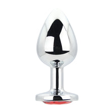 Load image into Gallery viewer, toosh-silver-metal-butt-plug-large-red-stone
