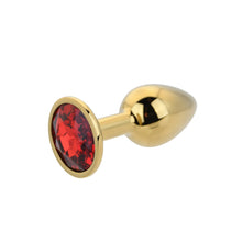 Load image into Gallery viewer, toosh-gold-metal-butt-plug-small-red-stone
