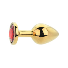Load image into Gallery viewer, toosh-gold-metal-butt-plug-medium-red-stone
