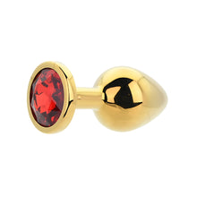 Load image into Gallery viewer, toosh-gold-metal-butt-plug-medium-red-stone

