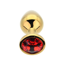 Load image into Gallery viewer, toosh-gold-metal-butt-plug-medium-red-stone
