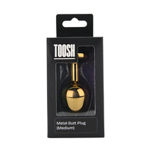 Load image into Gallery viewer, toosh-gold-metal-butt-plug-medium-red-stone
