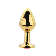 Load image into Gallery viewer, toosh-gold-metal-butt-plug-medium-red-stone
