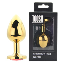 Load image into Gallery viewer, toosh-gold-metal-butt-plug-large-red-stone
