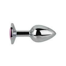 Load image into Gallery viewer, toosh-silver-metal-butt-plug-small-pink-stone
